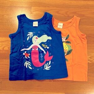 2 graphic tank tops for summer—EUC